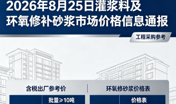 雁江2026年8月25日灌浆料及环氧修补砂浆市场价格信息通报
